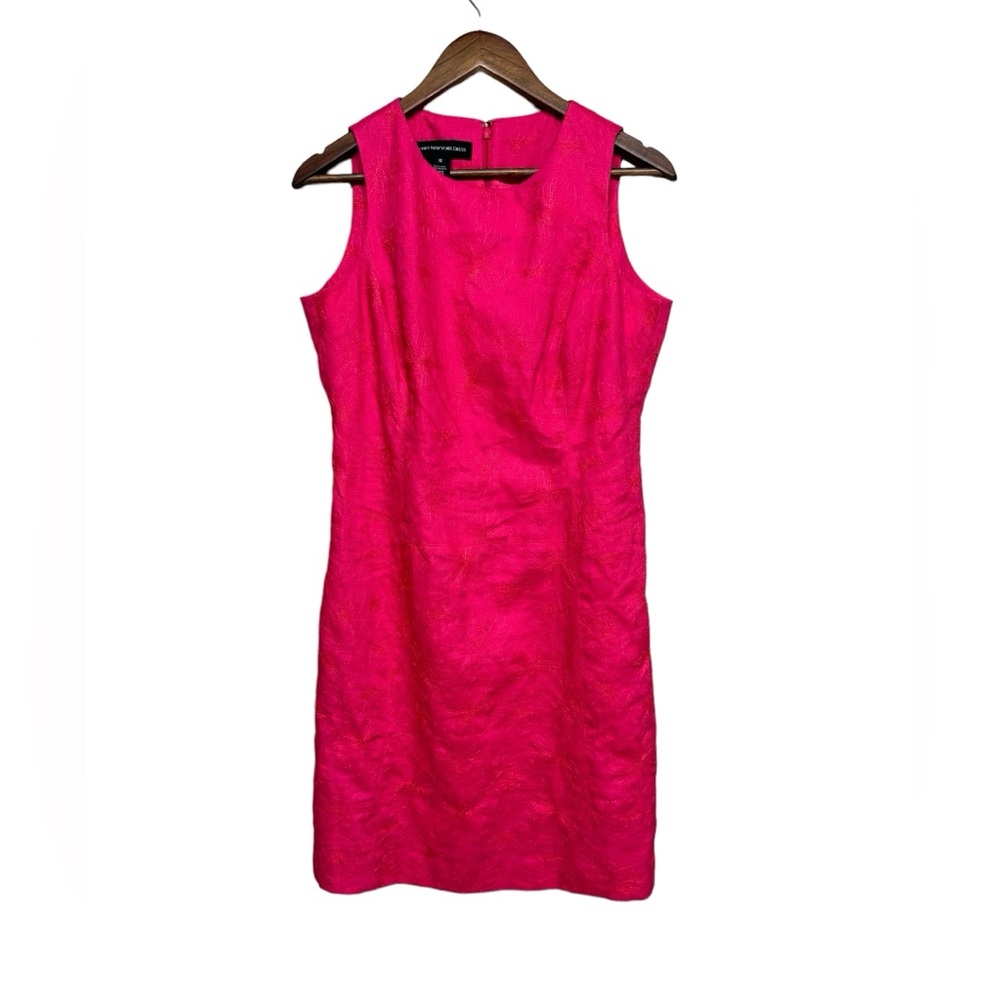Jones New York 100% Linen Floral‎ Embroidered Dress Womens Size 10 Fully Lined